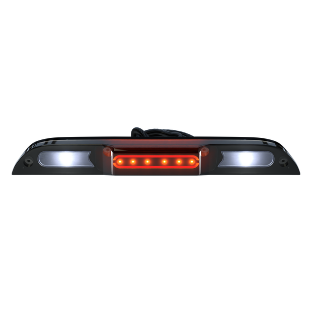 Ford 21-24 F150 & 21-24 SUPERDUTY F250/350/450/550 & 21-24 Ranger & Maverick 21-24 - ULTRA HIGH POWER Red LED 3rd Brake Light Kit w/ ULTRA HIGH POWER CREE XML White LED Cargo Lights (Replaces both LED & Non-LED 3rd Brake Light - ATTN: DOES NOT FIT Models which include Cargo Bed Camera in OEM 3rd Brake Light) - Smoked Lens