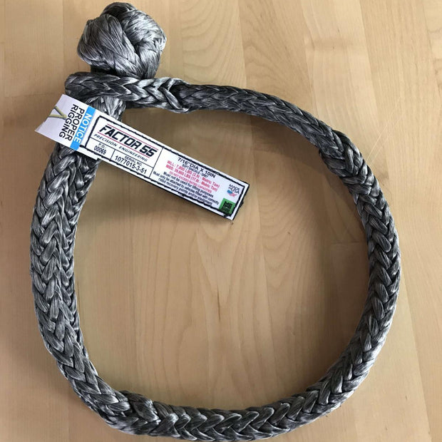 10 Inch Soft Shackle 7/16 Diameter Standard Duty Gray Factor 55