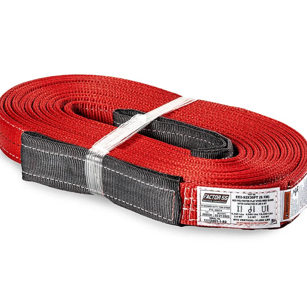 30 Foot Tow Strap Standard Duty 30 Foot x 2 Inch Red Factor 55
