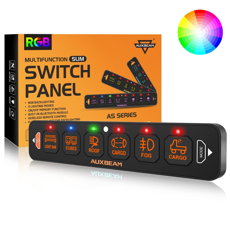 AS Series 4/6/8 Gang RGB Slim Switch Panel with APP&Remote Control, Toggle/ Momentary/ Pulsed Mode Supported(One-Sided Outlet)