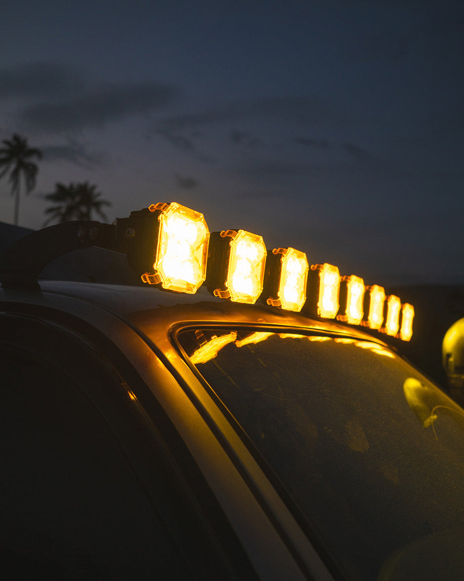 CUBE-Z Series 4 Inch Flood LED Pod Lights Off Road Lights with White DRL & Amber Turn Signal Lights