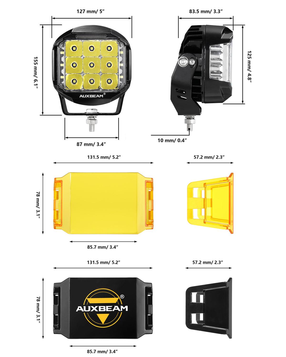 V-MAX Series | 5 Inch 168W 16440LM Combo Beam Side Shooter LED Round Pod Lights with Amber DRL