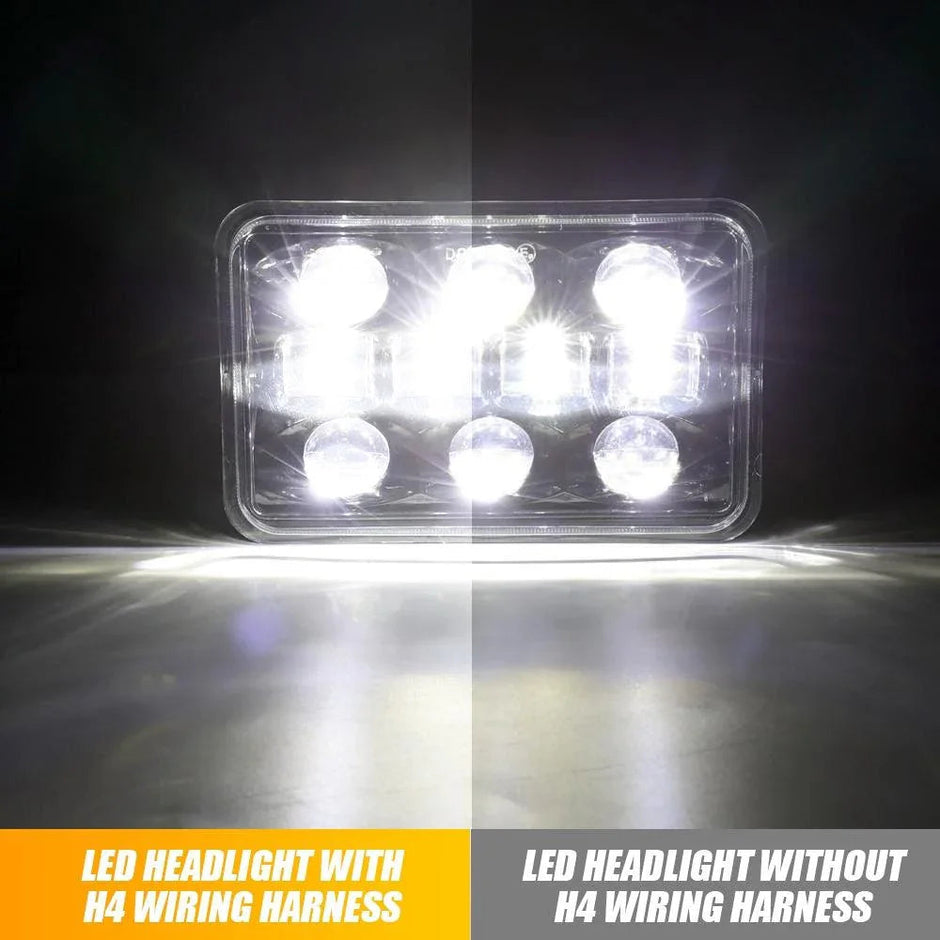 (2pcs/set) 2 Leads H4 LED Headlight Brightness Intensifier Wiring Harness, 9003 Headlight Relay Harness Kit with Fuse for 5x7 7x6 H6054 6054 Headlight