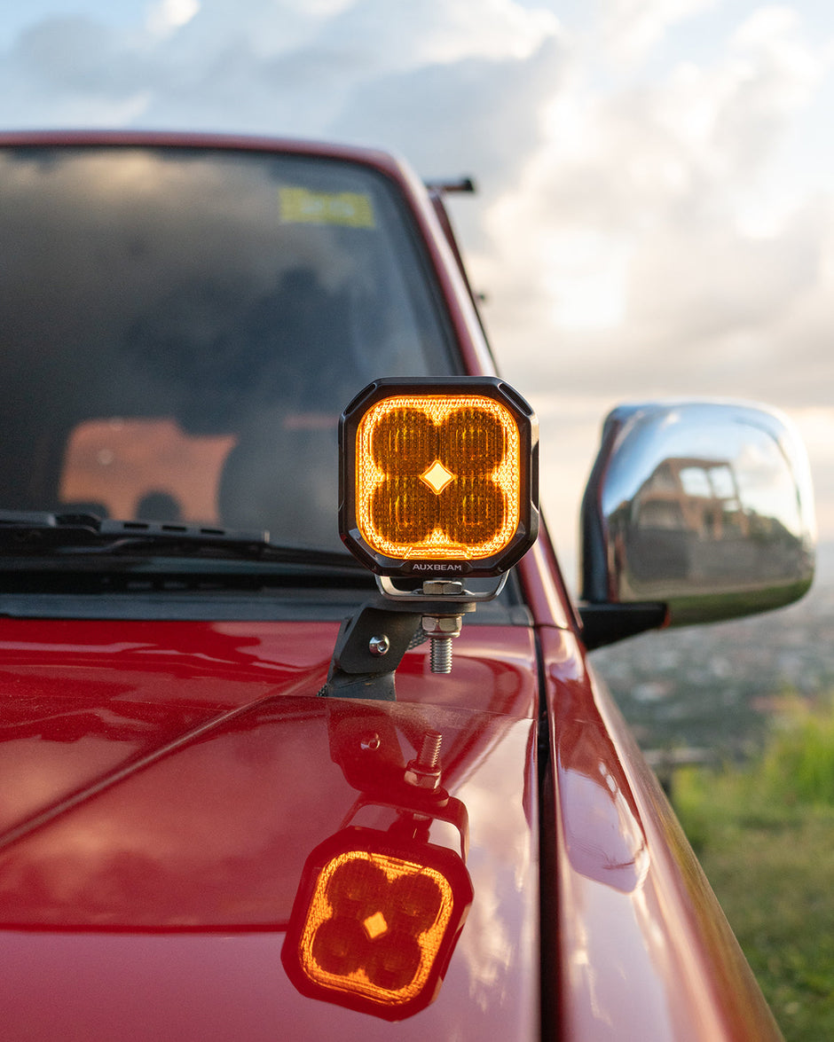 Color Play Series 3 Inch 100W LED Pod Lights Off Road Lights with White DRL & Amber Turn Signal Lights