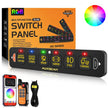 AS Series 4/6/8 Gang RGB Slim Switch Panel with APP&Remote Control, Toggle/ Momentary/ Pulsed Mode Supported(One-Sided Outlet)