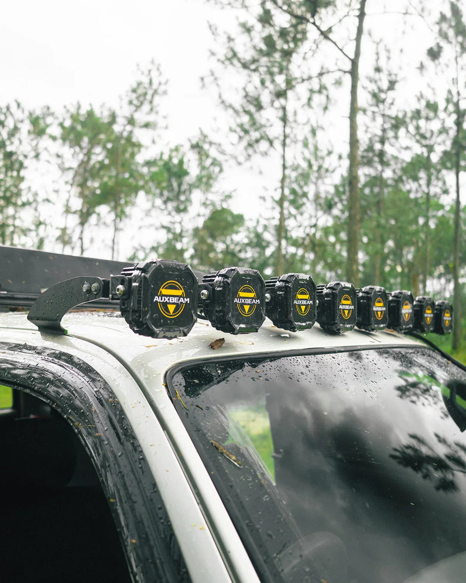 CUBE-Z Series 4 Inch Flood LED Pod Lights Off Road Lights with White DRL & Amber Turn Signal Lights