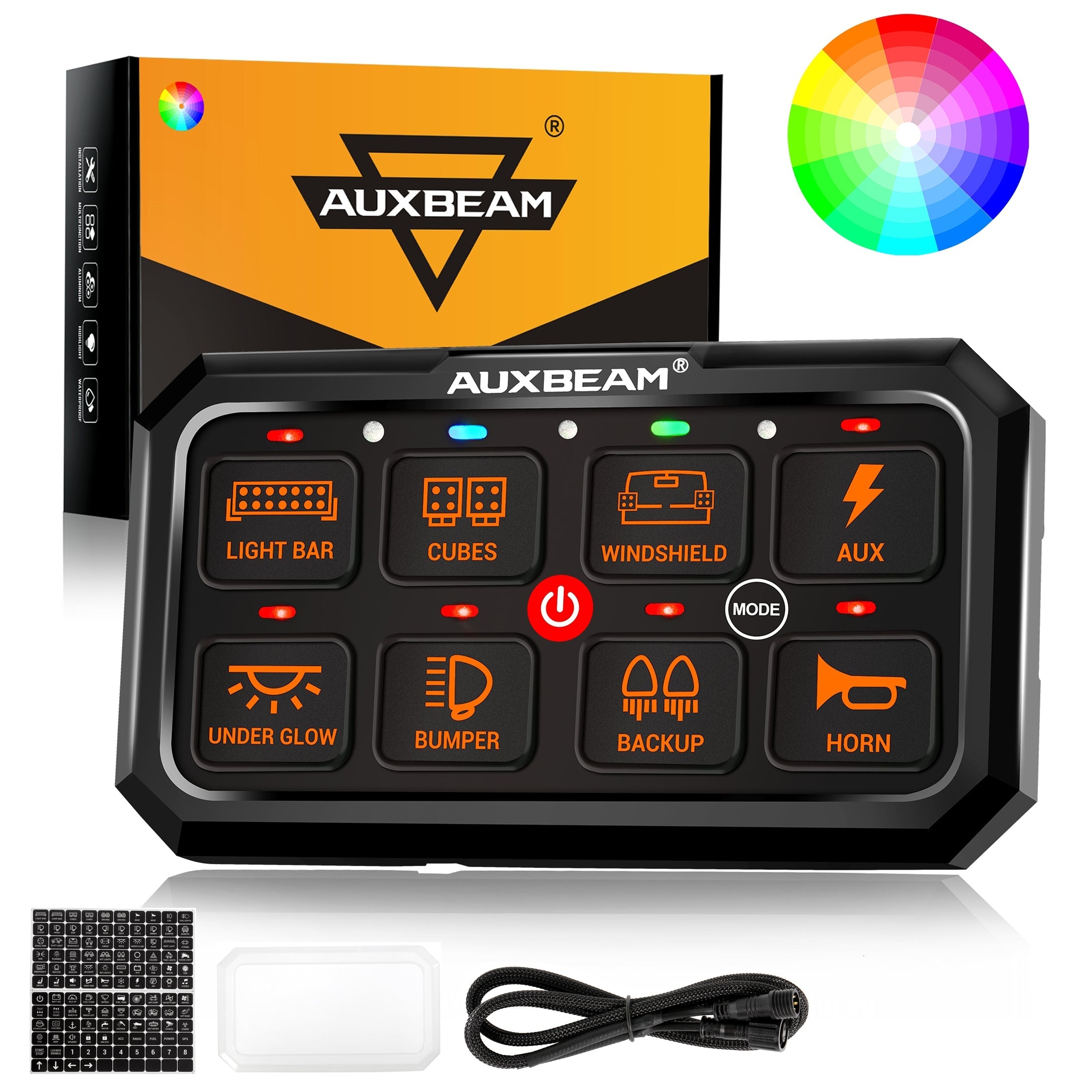 RA80 XL RGB Switch Panel, Larger Size, Toggle/ Momentary/ Pulsed Mode Supported