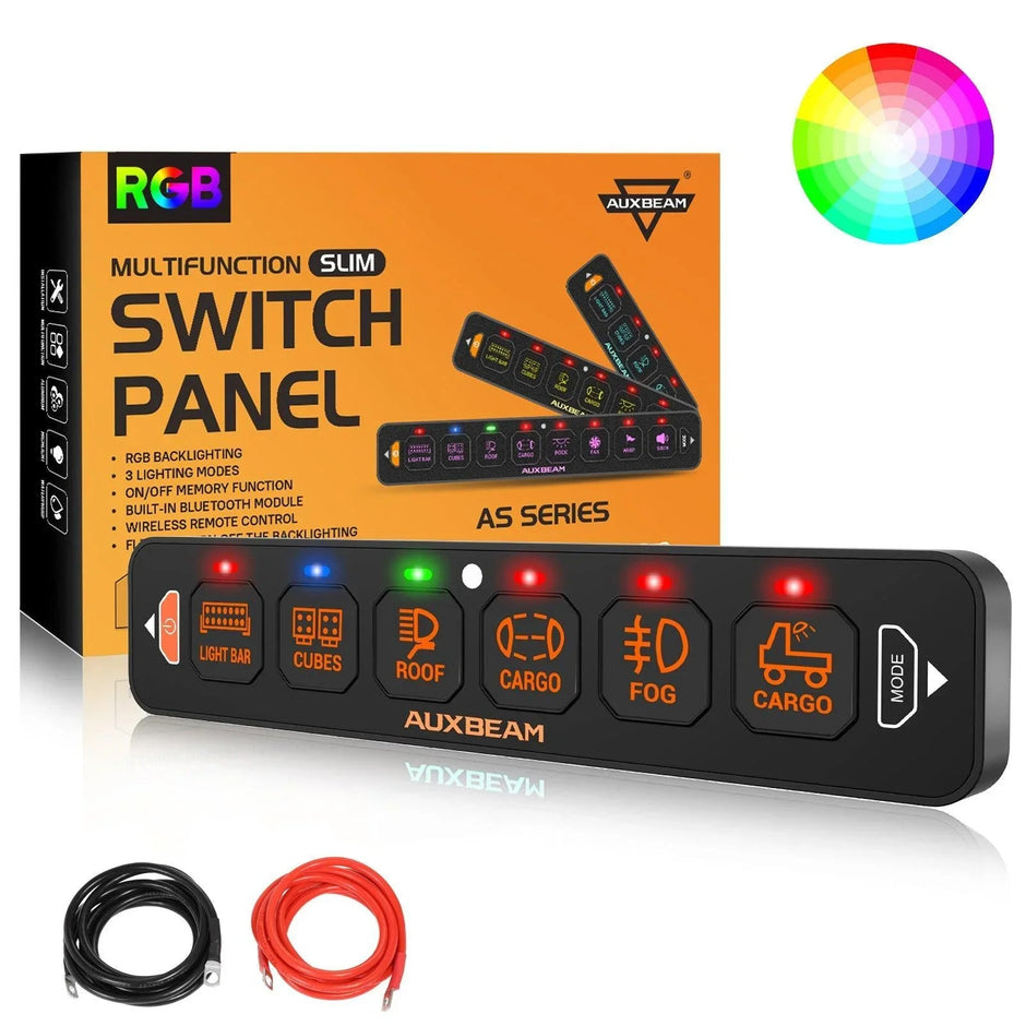 AS Series 4/6/8 Gang RGB Slim Switch Panel with APP&Remote Control, Toggle/ Momentary/ Pulsed Mode Supported(One-Sided Outlet)