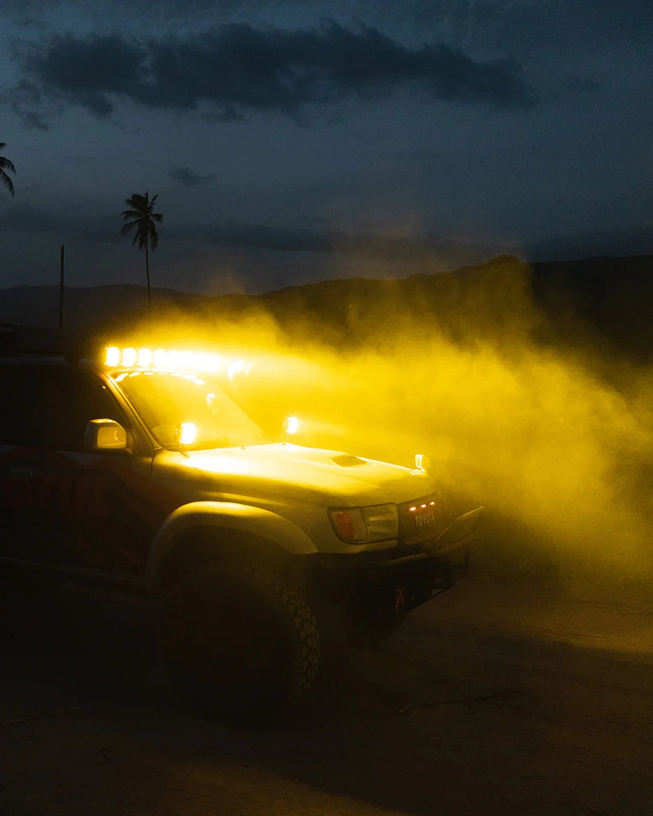 CUBE-Z Series 4 Inch Flood LED Pod Lights Off Road Lights with White DRL & Amber Turn Signal Lights