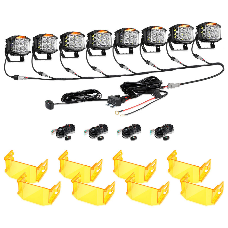 V-MAX Series | 5 Inch 168W 16440LM Combo Beam Side Shooter LED Square Pod Lights with Amber DRL