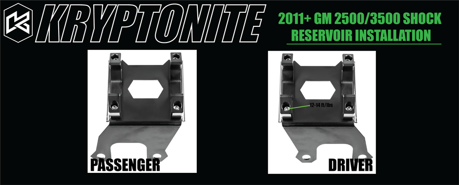 Kryptonite Death Grip Front Shock Reservoir Mount Kit for 2011-2026 Chevy/GMC 2500HD/3500