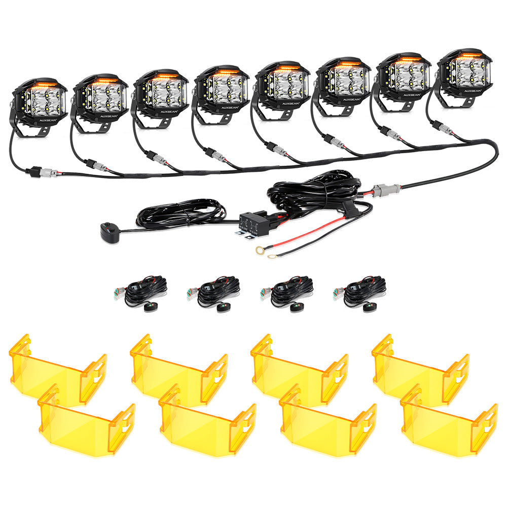 V-MAX Series | 4 Inch 92W 8960LM Combo Beam Side Shooter LED Round Pod Lights with Amber DRL