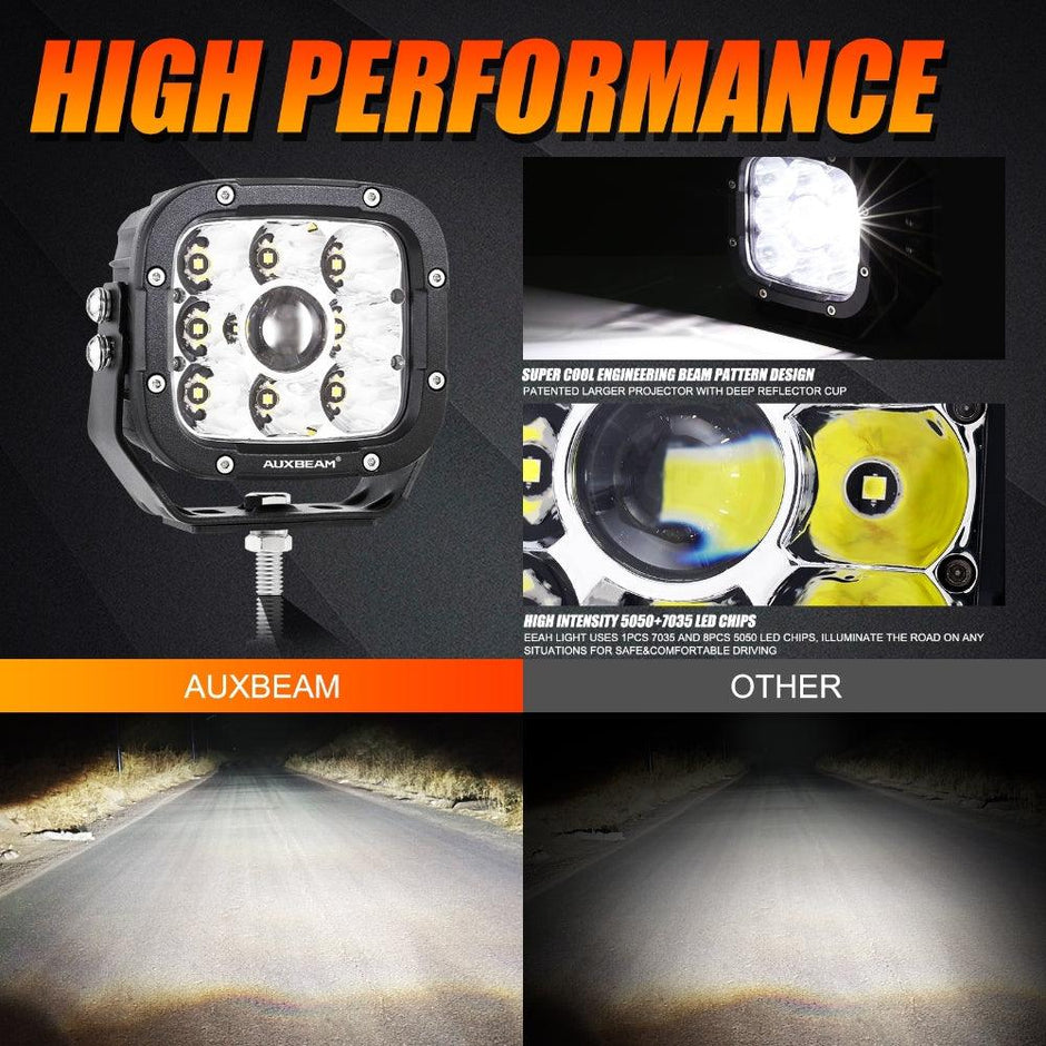 5 Inch 110W White/Amber LED Driving Lights Pods Light with A-Pillar Mounting Bracket For Ford Bronco 2/4 Door 2021 2022