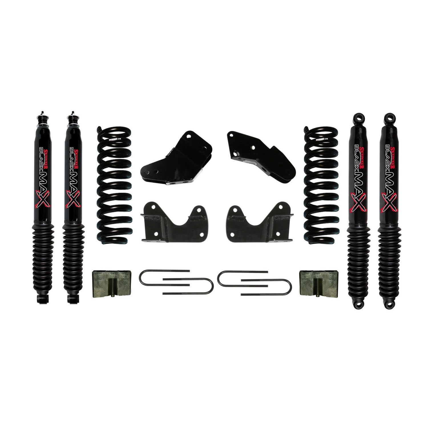 Ranger/B Series Suspension Lift Kit 83-97 Ranger 94-97 Mazda B Series w/Shock Black MAX Shocks 6 Inch Lift Incl. Front Coil Springs Hinge Brackets Radius Arm Bracket Rear U Bolt Kit Rear Block Skyjacker