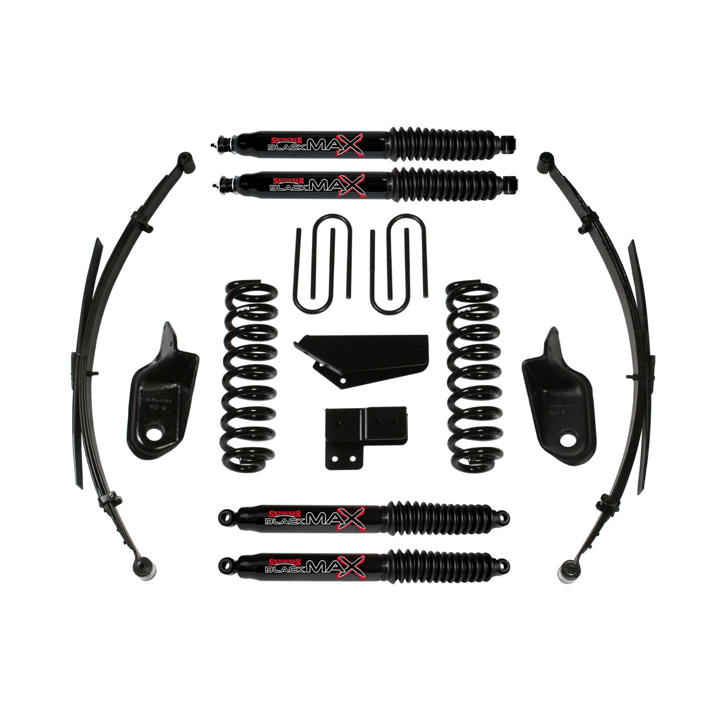 Suspension Lift Kit w/Shock Black MAX Shocks 4 Inch Lift Incl. Front/Rear Springs Brackets Rear U Bolt Kit Skyjacker