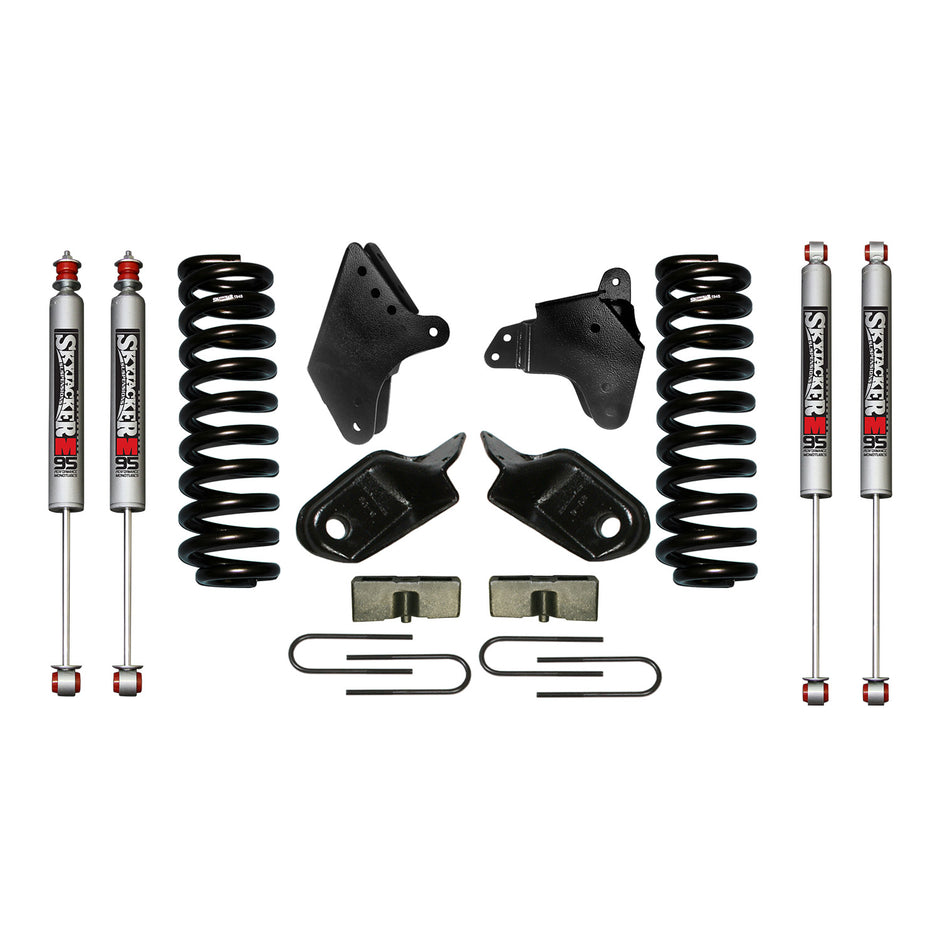 F-150 Suspension Lift Kit 80-96 Ford F-150 w/Shock M95 Performance Shocks 4 Inch Lift Incl. Front Coil Springs Brackets Rear U Bolt Kit Rear Blocks Skyjacker
