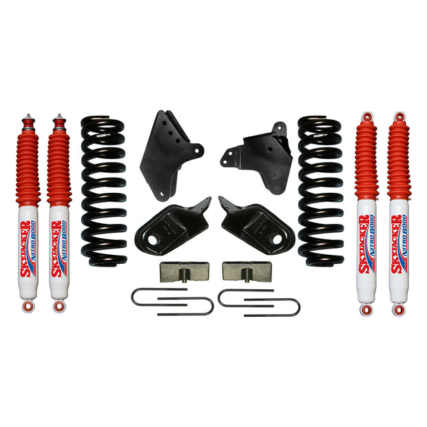 F-150 Suspension Lift Kit 80-96 Ford F-150 w/Shock Nitro Shocks 4 Inch Lift Incl. Front Coil Springs Brackets Rear U Bolt Kit Rear Blocks Skyjacker