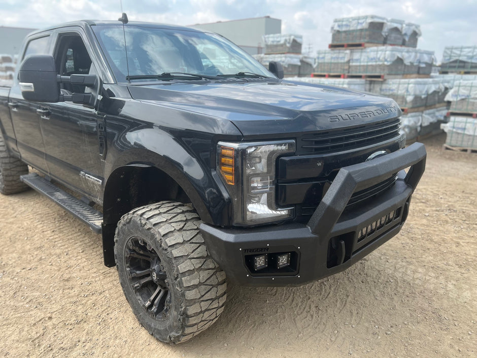Maverick front bumper with Pre Runner in black powder coat on a 2017-2022 Ford Super Duty