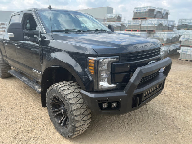 Maverick front bumper with Pre Runner in black powder coat on a 2017-2022 Ford Super Duty