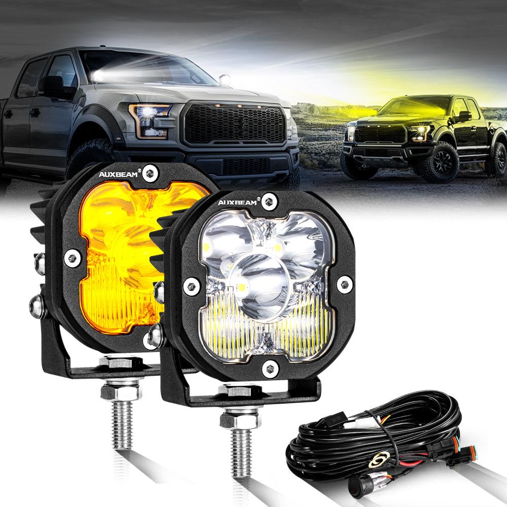 3 Inch 80W 9600LM LED Pods Lights White&Amber for FORD