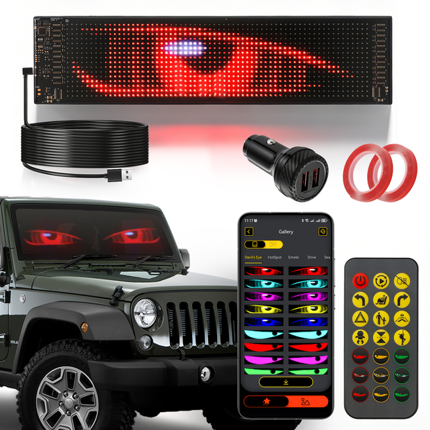 Single Pack LED Flexible Programmable Car Screen Light USB APP Control Devil's Eye Atmosphere 14.72x3.62in for Windshield Decoration