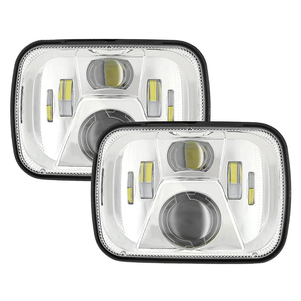 (2pcs/set) 110W 7x6 Black LED Headlights Hi-Lo Beam Headlamps