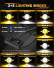 (2pcs/set)3 Inch Motorcycle LED Spotlight Bi-LED Projector Lens Headlight 120W Dual Color Switchback LED Work Light 3+5 Light Modes for Motorcycle SUV ATV Trucks (MT8)