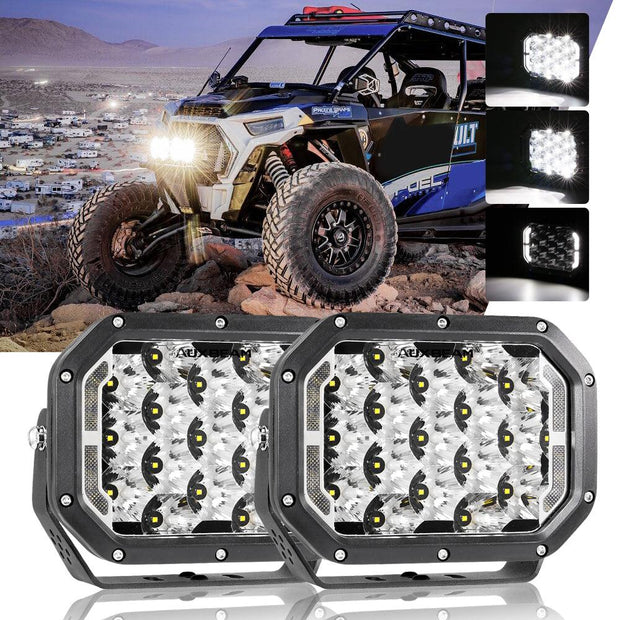 7x5 Inch Rectangle LED Pods White Spot Driving Lights with DRL FOR ATV UTV SIDE BY SIDE 4X4