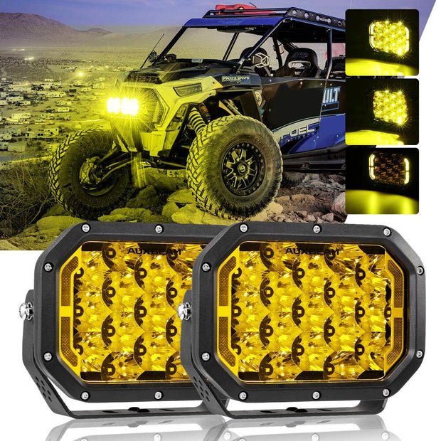 7x5 Inch Rectangle LED Pods Amber Spot Driving Lights with DRL FOR ATV UTV SIDE BY SIDE 4X4