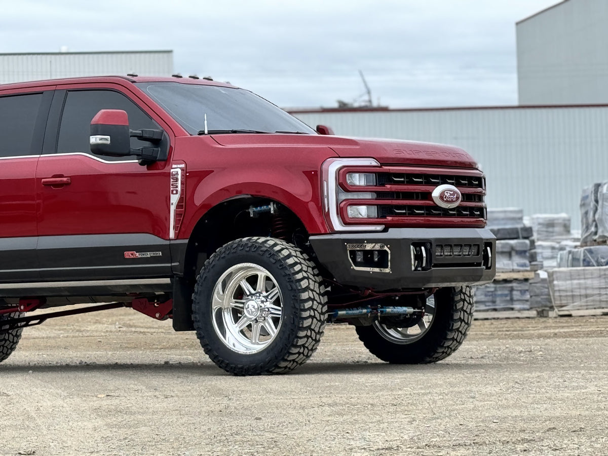 Maverick front base bumper in black powder coat on a 2023+ Ford F-350 Super Duty