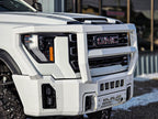 Maverick Grill Guard front bumper on a 2024+ GMC Sierra HD, shown in a custom white colour (ships in black powder coat)