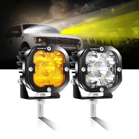 3 Inch 80W 9600LM LED Pods Lights White&Amber for FORD