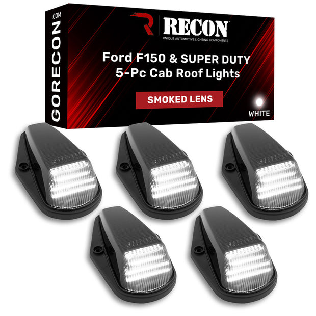 Ford 88-98 Superduty & 84-96 F-150 (5-Piece Set) Smoked Lens with White LED's