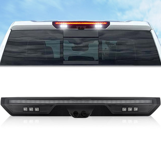 GMC & Chevy 19-24 Sierra & Silverado 1500 (4rd GEN) & 20-24 2500/3500 - ULTRA HIGH POWER Red LED 3rd Brake Light Kit w/ ULTRA HIGH POWER CREE XML White LED Cargo Lights (Replaces LED 3rd Brake Light with Cargo Bed Camera - ATTN: ONLY FITS Models which include 2 Cargo Bed Cameras in OEM 3rd Brake Light) - Smoked Lens