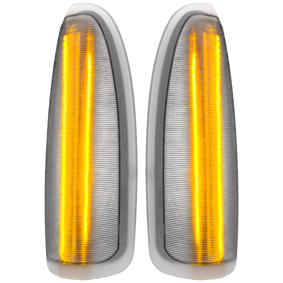 Ford 03-07 F250/F350 Superduty & Excursion Side Mirror Lenses (2-Piece Set) w/ AMBER LED Running Lights & Turn Signals - Clear Lens - Image 3