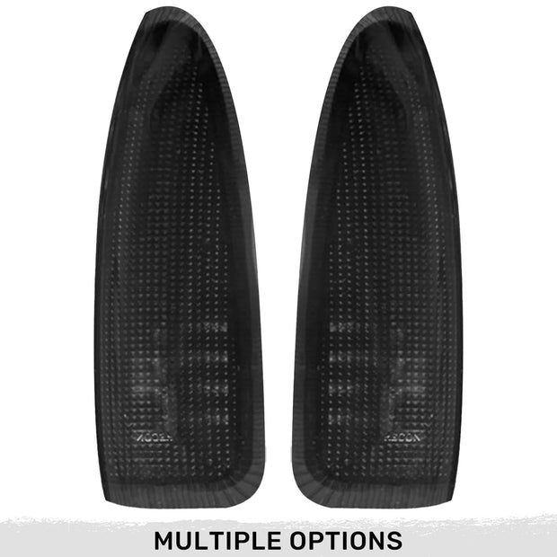 Ford 03-07 F250/F350 Superduty & Excursion Side Mirror Lenses (2-Piece Set) w/ WHITE LED Running Lights & Turn Signals - Smoked Lens