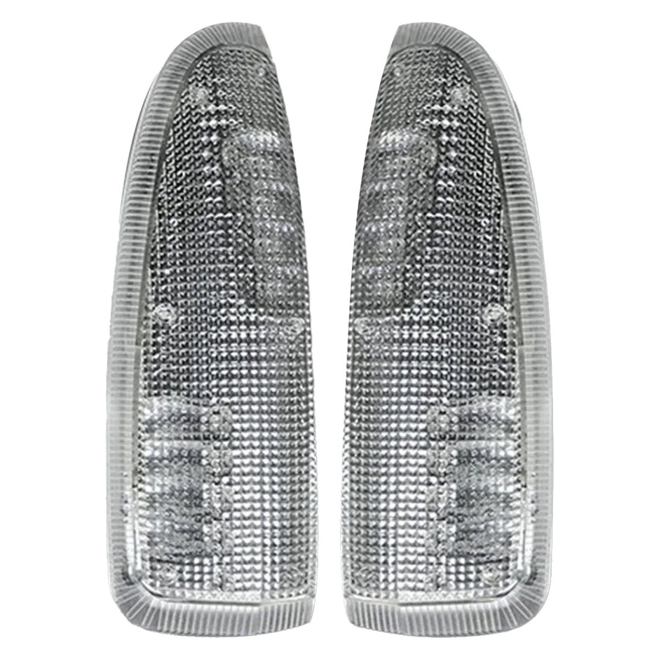 Ford 03-07 F250/F350 Superduty & Excursion Side Mirror Lenses (2-Piece Set) w/ WHITE LED Running Lights & Turn Signals - Clear Lens