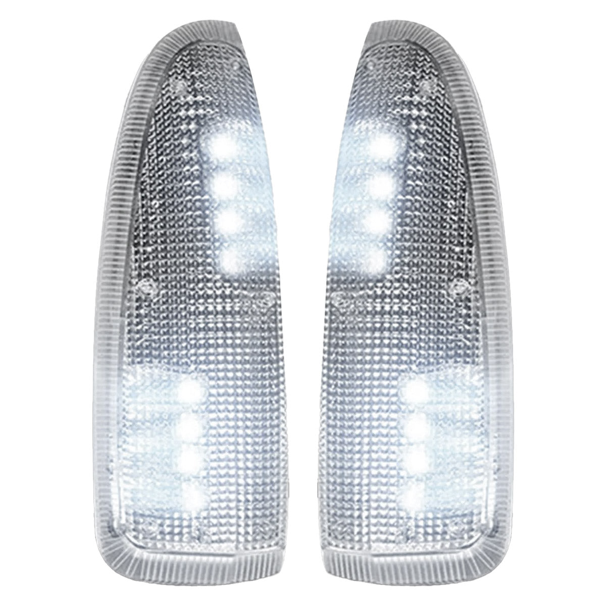 Ford 03-07 F250/F350 Superduty & Excursion Side Mirror Lenses (2-Piece Set) w/ WHITE LED Running Lights & Turn Signals - Clear Lens - Image 2