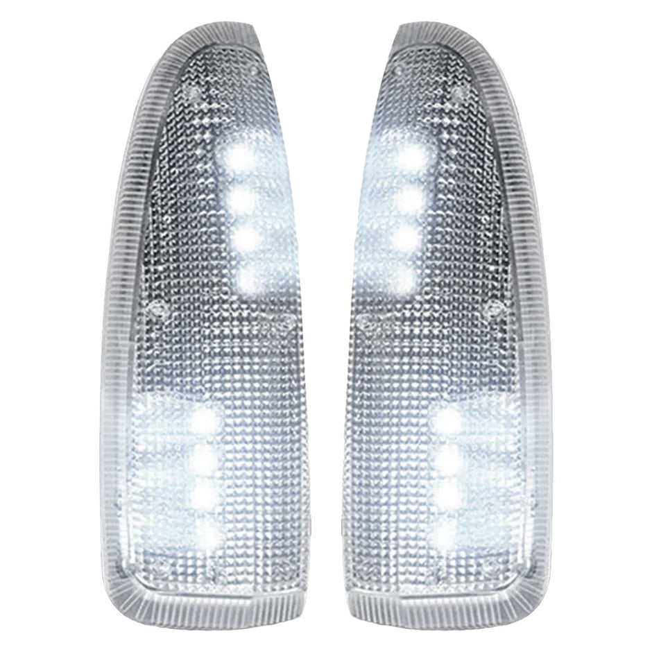 Ford 03-07 F250/F350 Superduty & Excursion Side Mirror Lenses (2-Piece Set) w/ WHITE LED Running Lights & Turn Signals - Clear Lens - Image 2