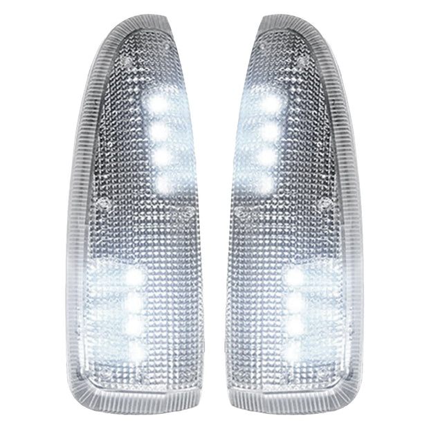 Ford 03-07 F250/F350 Superduty & Excursion Side Mirror Lenses (2-Piece Set) w/ WHITE LED Running Lights & Turn Signals - Clear Lens - Image 2