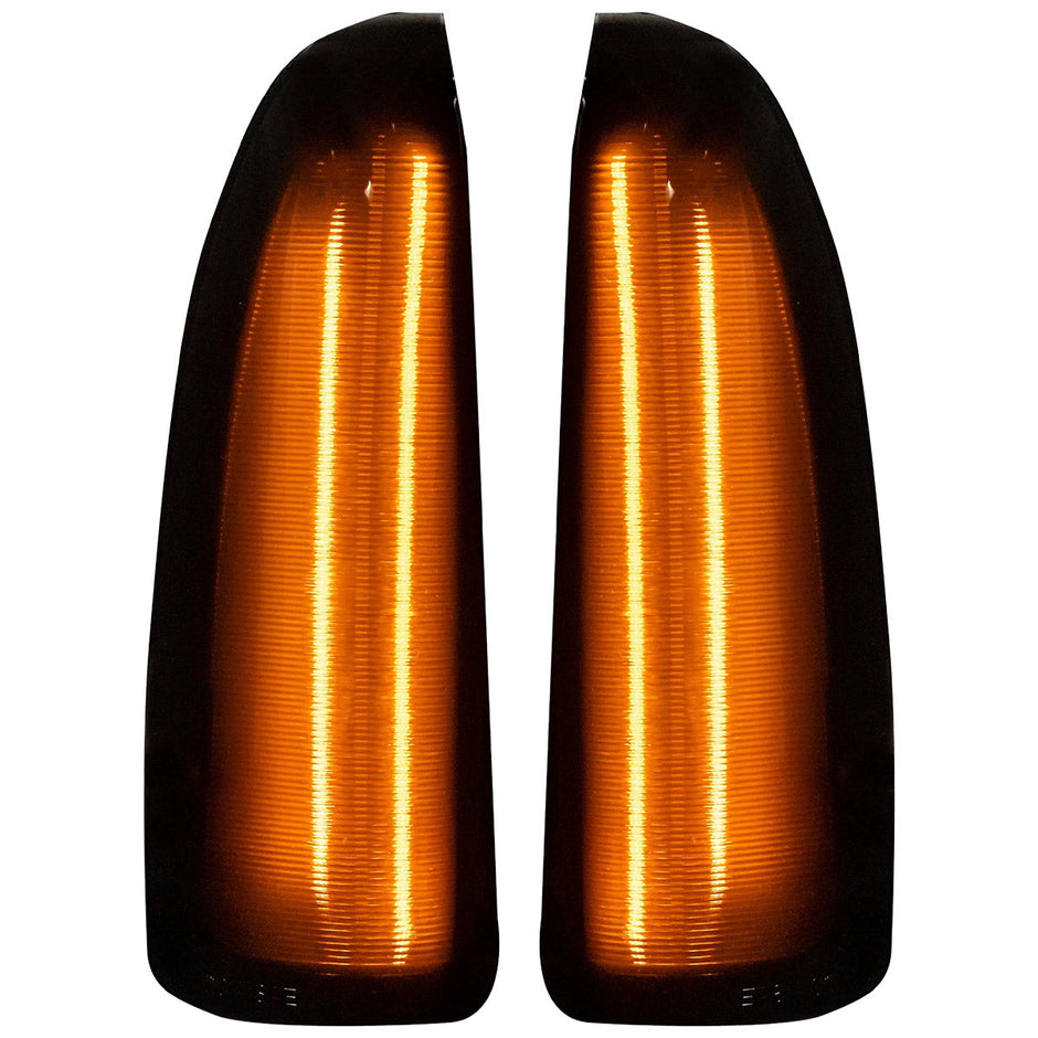 Ford 03-07 F250/F350 Superduty & Excursion Side Mirror Lenses (2-Piece Set) w/ WHITE LED Running Lights & Turn Signals - Smoked Lens - Image 6