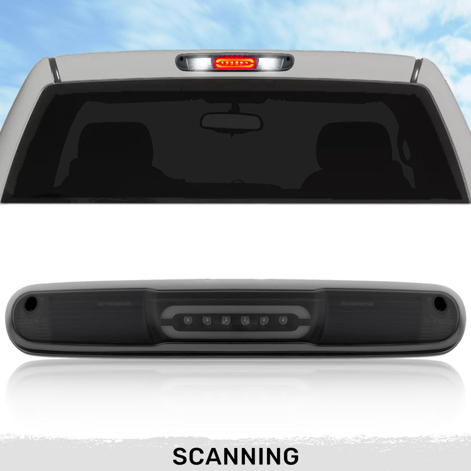 GMC & Chevy 07-13 Sierra & Silverado (2nd GEN) - ULTRA HIGH POWER SCANNING Red LED 3rd Brake Light Kit w/ ULTRA HIGH POWER CREE XML White LED Cargo Lights - Smoked Lens
