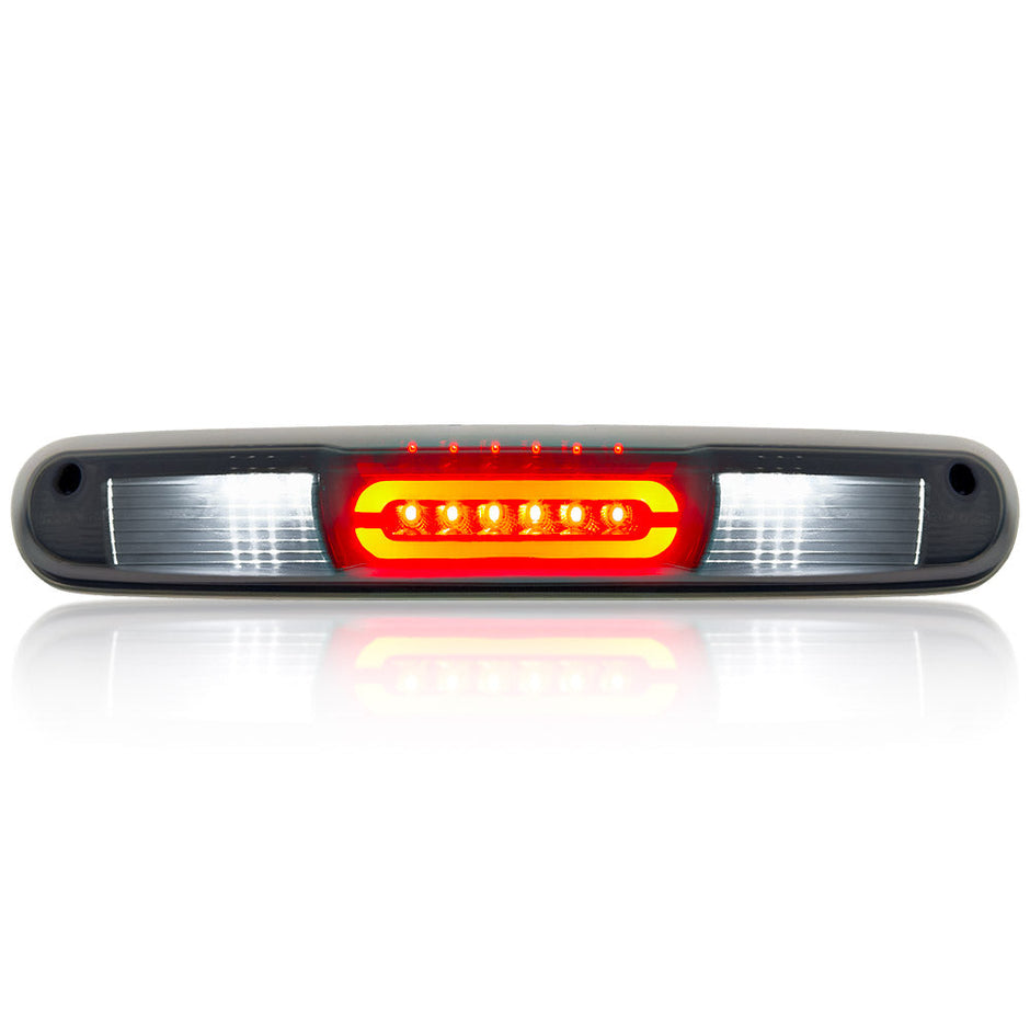 GMC & Chevy 07-13 Sierra & Silverado (2nd GEN) - ULTRA HIGH POWER Red LED 3rd Brake Light Kit w/ ULTRA HIGH POWER CREE XML White LED Cargo Lights - Smoked Lens - Image 2