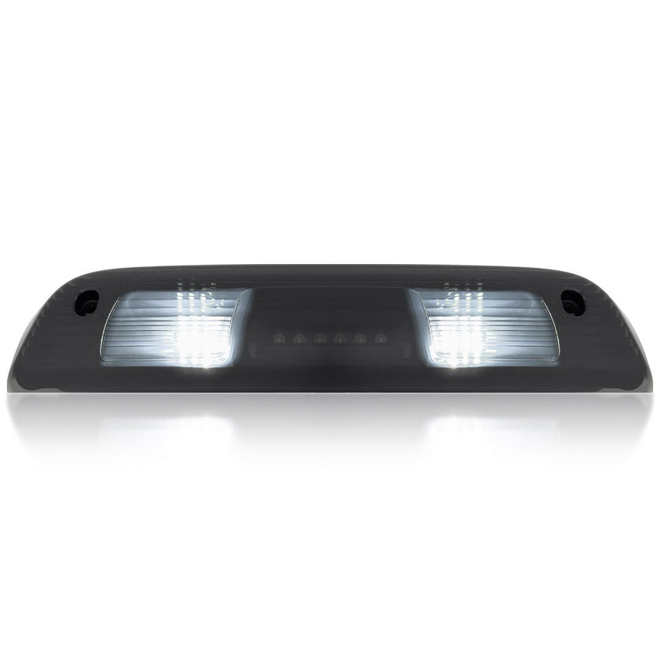 GMC & Chevy 14-18 Sierra & Silverado 1500 (3rd GEN) & 14-19 2500/3500 - ULTRA HIGH POWER Red LED 3rd Brake Light Kit w/ ULTRA HIGH POWER CREE XML White LED Cargo Lights - Smoked Lens - Image 4