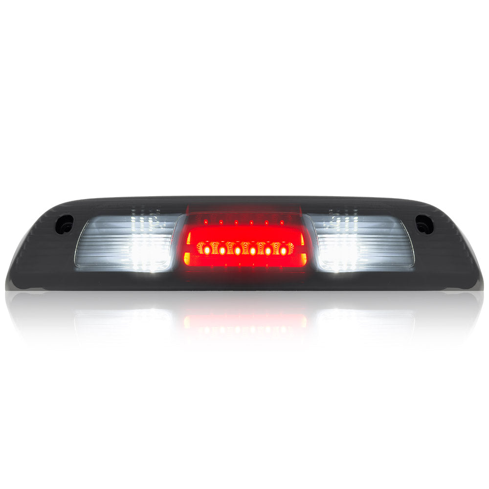 GMC & Chevy 14-18 Sierra & Silverado 1500 (3rd GEN) & 14-19 2500/3500 - ULTRA HIGH POWER Red LED 3rd Brake Light Kit w/ ULTRA HIGH POWER CREE XML White LED Cargo Lights - Smoked Lens - Image 2