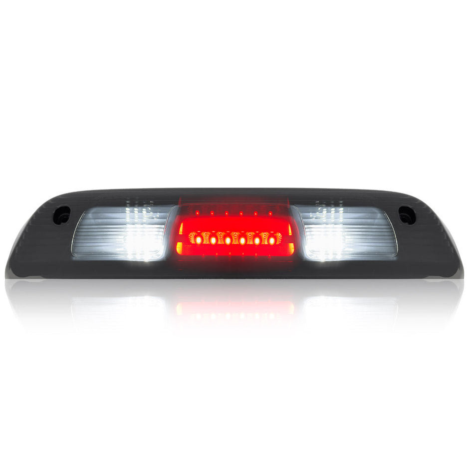 GMC & Chevy 14-18 Sierra & Silverado 1500 (3rd GEN) & 14-19 2500/3500 - ULTRA HIGH POWER Red LED 3rd Brake Light Kit w/ ULTRA HIGH POWER CREE XML White LED Cargo Lights - Smoked Lens - Image 2