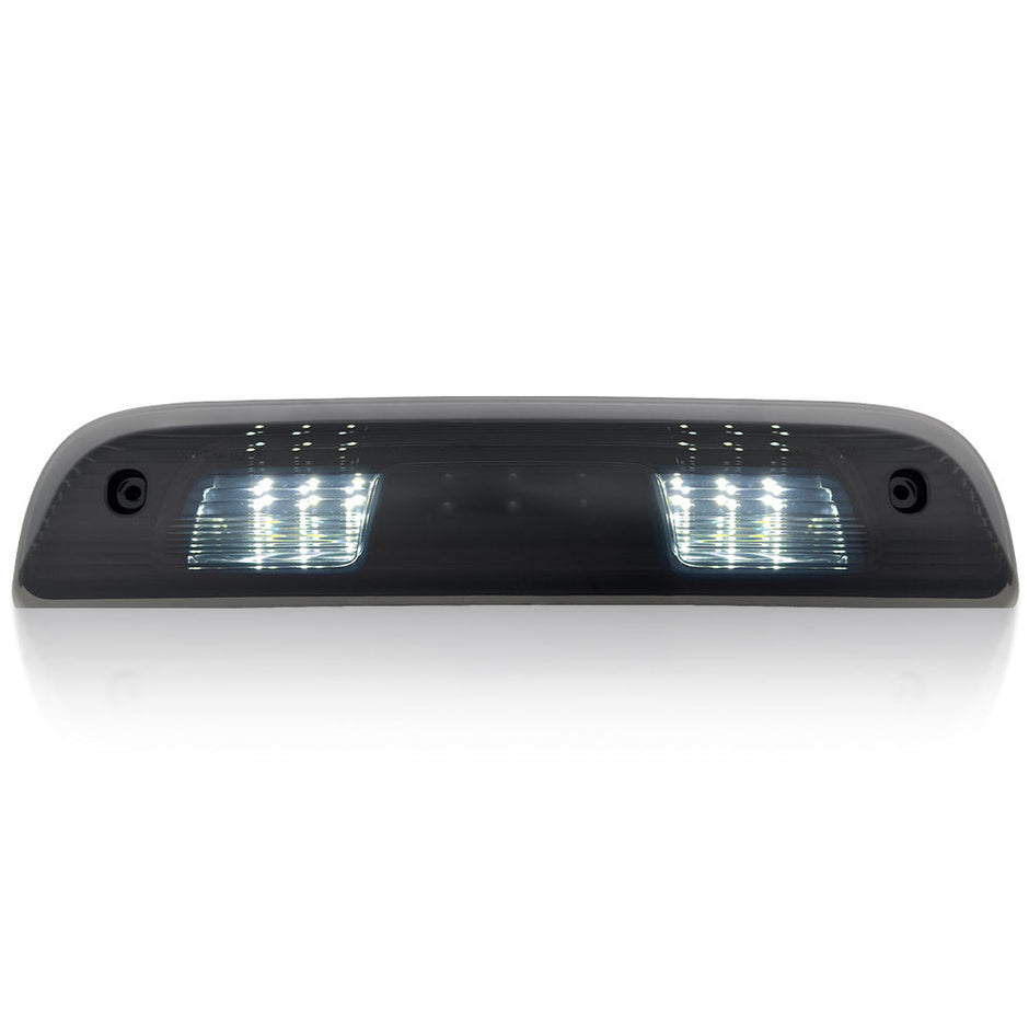 GMC & Chevy 14-18 Sierra & Silverado 1500 (3rd GEN) & 14-19 2500/3500 - HIGH POWER SCANNING Red LED 3rd Brake Light Kit w/ HIGH POWER CREE XML White LED Cargo Lights - Smoked Lens - Image 4