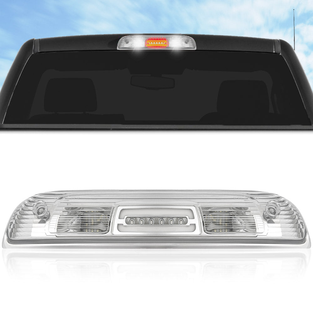 GMC & Chevy 14-18 Sierra & Silverado 1500 (3rd GEN) & 14-19 2500/3500 - ULTRA HIGH POWER Red LED 3rd Brake Light Kit w/ ULTRA HIGH POWER CREE XML White LED Cargo Lights - Clear Lens