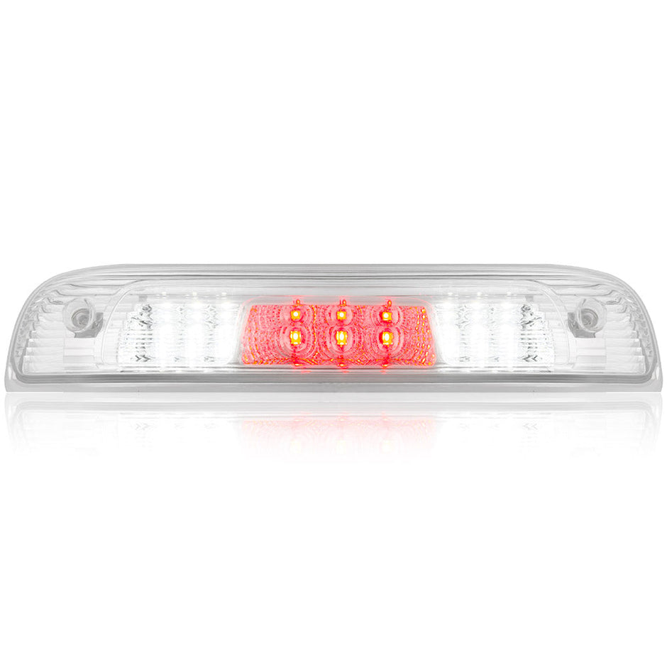 GMC & Chevy 14-18 Sierra & Silverado 1500 (3rd GEN) & 14-19 2500/3500 - Red LED 3rd Brake Light Kit w/ White LED Cargo Lights - Clear Lens