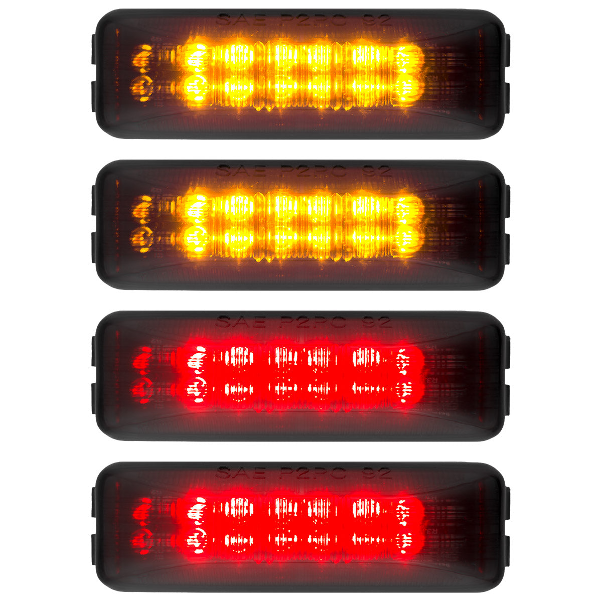 Dodge 94-01 RAM Dually Fender Lenses (4-Piece Set) w/ 2 Red LED Lights & 2 Amber LED Lights - Smoked Lens w/ Black Trim - Image 2